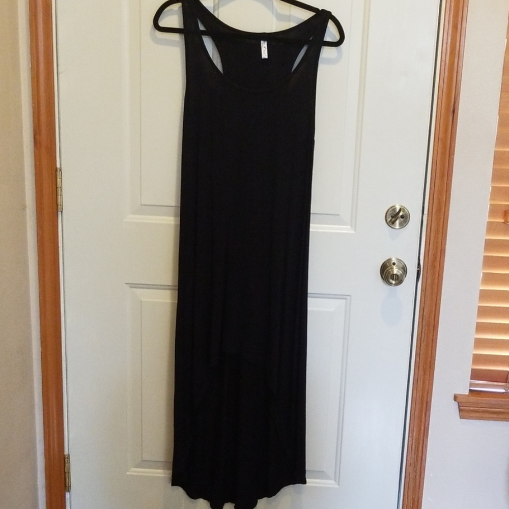 Long, cotton tank dress. High/low hem